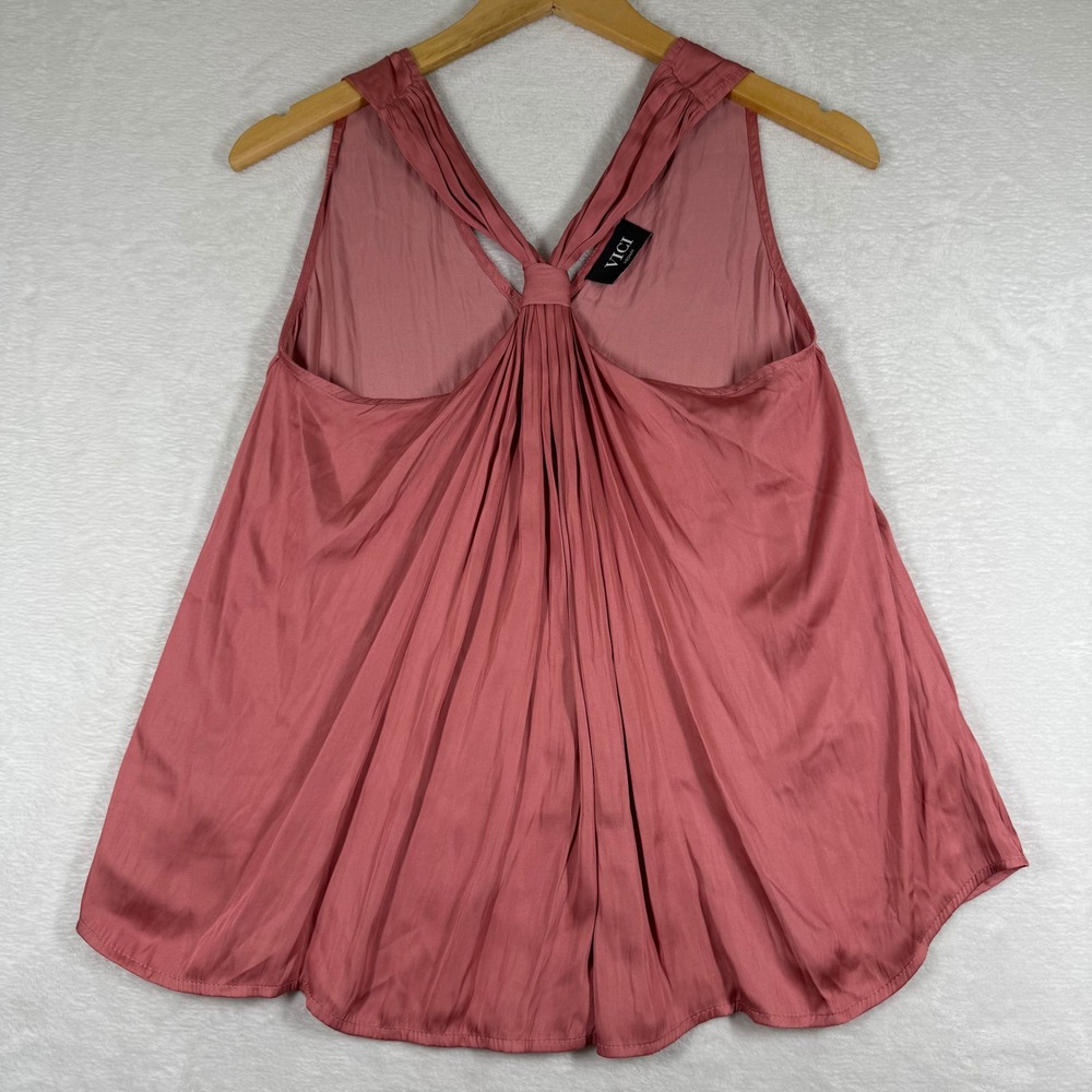VICI Womens Medium Mauve Pink Pleated Twisted Back Sleeveless Satin Blouse Top‎